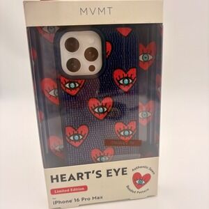 MVMT Heart's Eye Limited Edition iPhone 16 Pro Max Case Beaded Navy Blue Red NEW